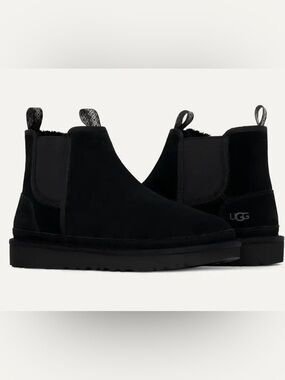 NWT / NIB UGG Neumel Chelsea boots - black suede & sherling fur lined sz 10